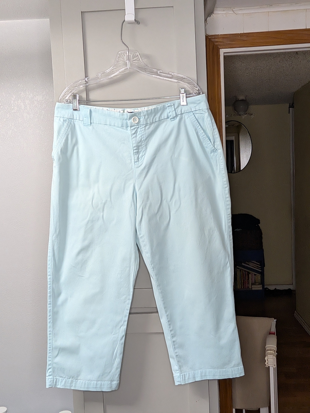 Sonoma Light Blue Cotton Capris with Printed Waistband